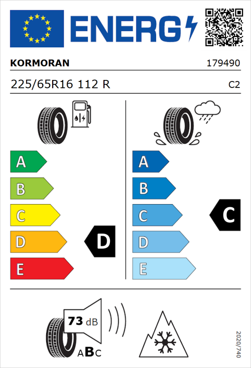Tyre Label for Kormoran Vanpro Winter 225/65R16 112R